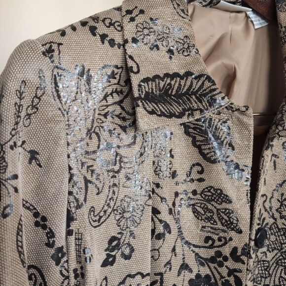 Vintage Leather Tapestry Trench Coat Size Small - Picture 4 of 16